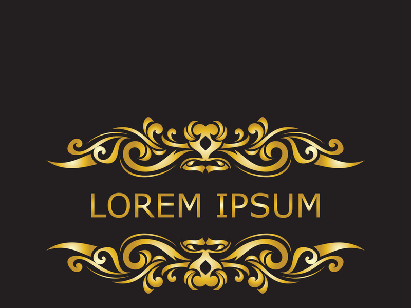 Gold luxury floral vintage monogram decorative logo template