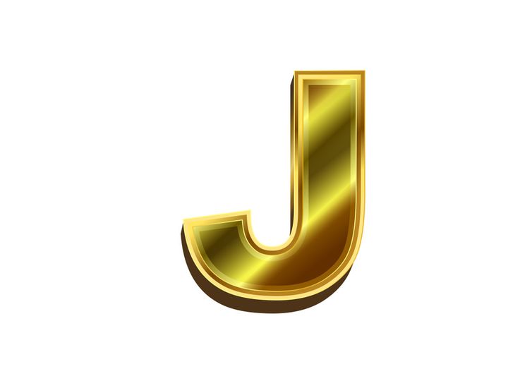 3d golden letter. Luxury gold English alphabet on white background