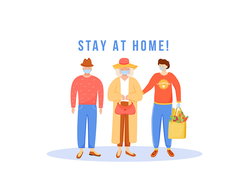 Stay at home flat color vector faceless character