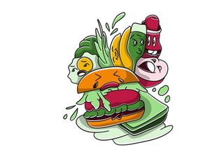 Vegetarian Food Vector Doodle