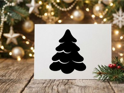Black Christmas tree silhouette icon isolated on a white background.