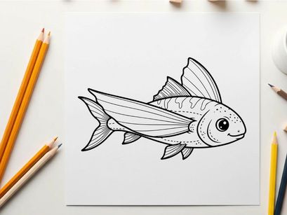 Cute fish swimming underwater vector illustration flat design