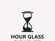 Hourglass logo ancient vintage style object design template flat vector