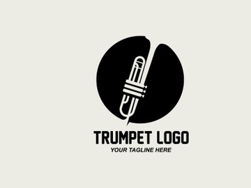 Trumpet logo design, generate melody, musical instrument vector sketch illustration preview picture