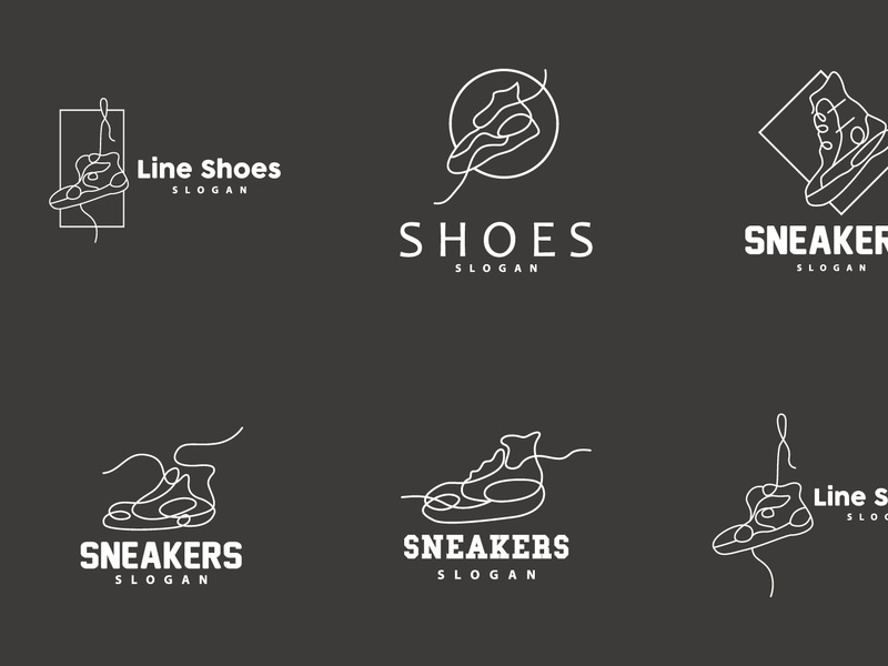 Shoe Logo, Minimalist Line Style Sneaker Shoe Design