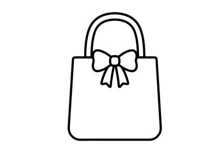 Handgezeichnete Einkaufstasche mit Schleifenband. Minimalistische Geschenk-Tragetaschen-Illustration für Einzelhandels- und E-Commerce-Designs.