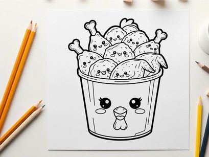 Cute chicks in bucket happy farm animals vector illustration