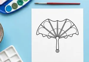 Ilustração de leque de mão com asa de morcego. Estilo gótico, leque dobrável isolado em fundo branco.