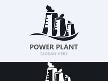 Power plant vector icon. Nuclear cooling Factory sign. Industry symbol. Simple isolated logo