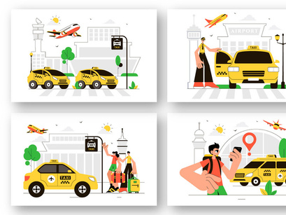 9 Airport Taxi Service Illustration