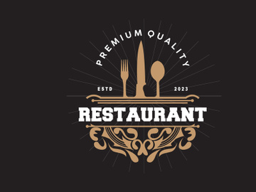 Retro Vintage Style Ornament Design, Logo Retro Restaurant Typography Emblem preview picture