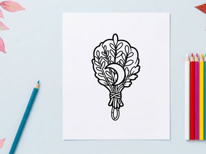 Hand-drawn Halloween wheat sheaf bouquet with ribbon. Spooky autumn harvest doodle for seasonal crafts and decorations.