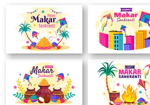 12 Makar Sankranti Celebration Illustration