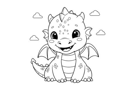 Cute baby dragon smiling vector illustration flat design