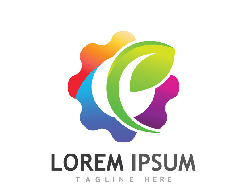 Colorful natural leaf logo design.