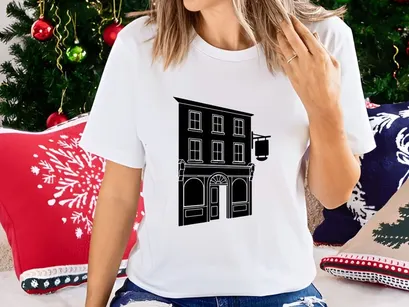 Traditional black pub building vector illustration night scene