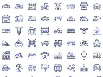 Pack of Transport Colored Line icons