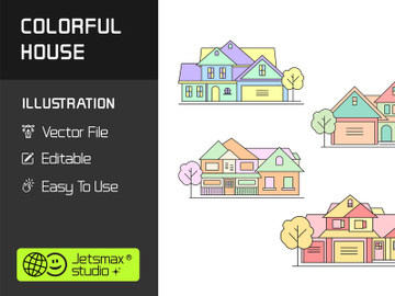 Colorul House Illustration Vector Bundle preview picture