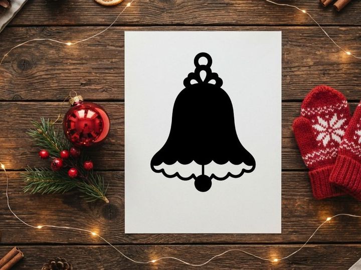 Festive Christmas Bell Ornament with Hanging Loop for Holiday Decor