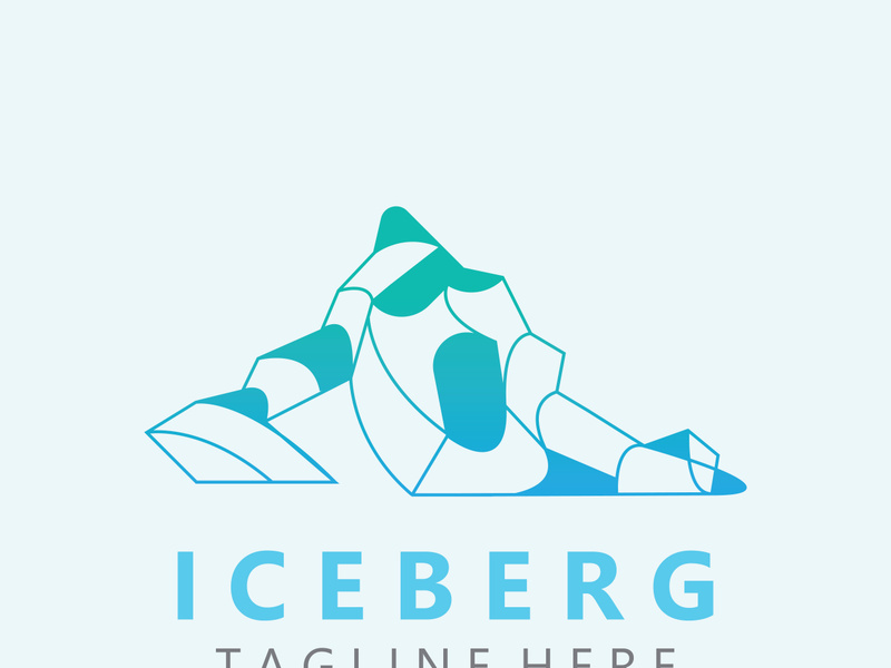 Iceberg Logo Design,simple ice mountain landscape Template vector Illustration