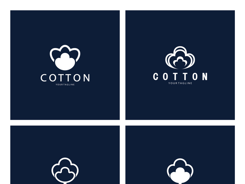 Soft natural organic cotton flower plant logo for cotton plantations, industries,business,textile,clothing and beauty,vector