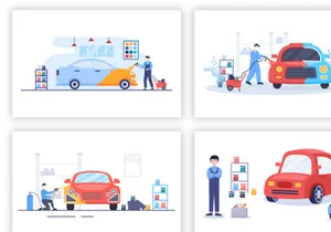 15 Car Painting Machine with Spray Gun Illustration