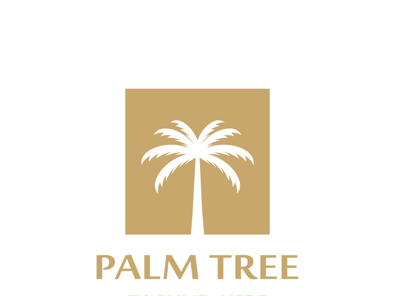 Palm tree summer logo design with creative ideas.