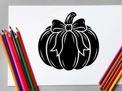 Stylized Halloween Pumpkin with Bow for Fall Decor and Celebrations
