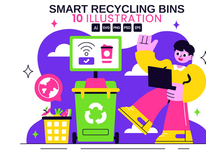 10 Smart Recycling Bins Illustration