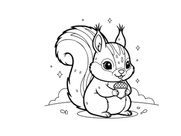 Cute squirrel eating acorn flat design vector illustration preview picture