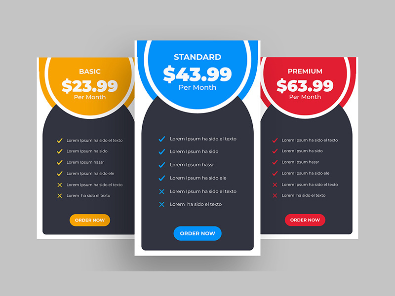 Pricing Table UI Elements Design Ver-7