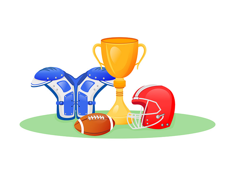 American football trophy flat concept vector illustration