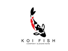 Koi Fish Logo Design, Ornamental Fish Vector, Aquarium Ornament Illustration Brand product