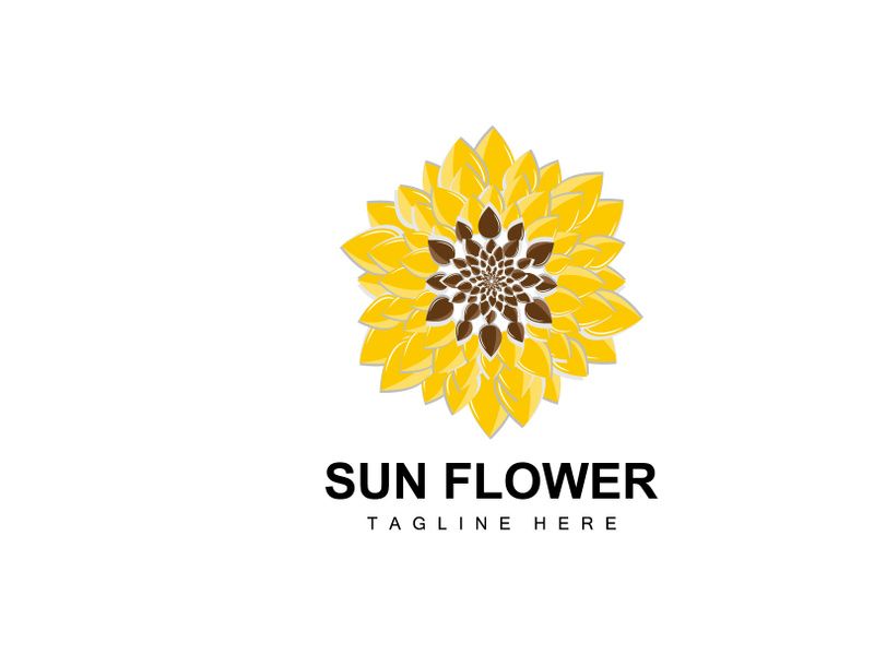 Sunflower Logo Design, Ornamental Plant Garden Plant Icon Vector, Company Product Brand