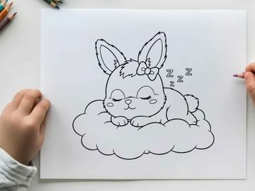Cute sleeping bunny with zzz vector illustration preview picture