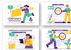 9 Corporate Investigation Vector Illustration