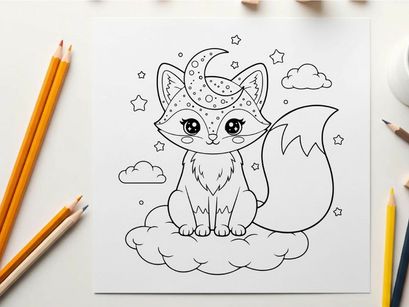 Cute cat with moon and stars vector illustration flat design