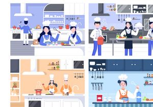 16 Chef Is Cooking In The Kitchen Background
