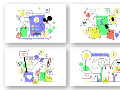 6 Shopping Reminder Day Illustration