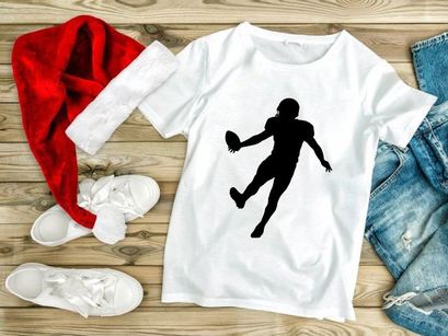 American football player in motion silhouette