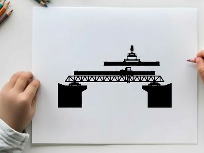 Silhouette of a gantry crane on a dock with silhouette