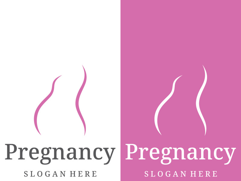 Abstract logo of mother or woman carrying baby or pregnant. Logos for clinics, pharmacies and hospitals.