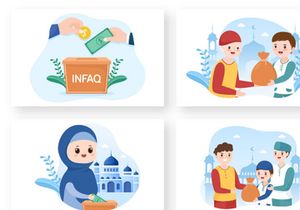 12 Muslim People Giving Alms Illustration