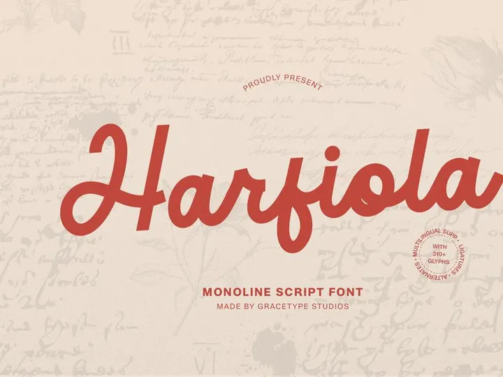 Harfiola | Monoline Script Font