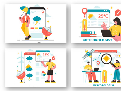 13 Meteorologist Vector Illustration