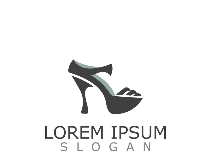 Women shoes logo design High heel fashion icon template vector for business store