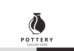 Pottery logo design handmade, creative traditional mug craft concept inspiration nature workshop