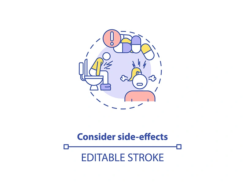 Consider side-effects concept icon