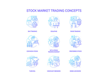 Stock market trading concept icons set preview picture