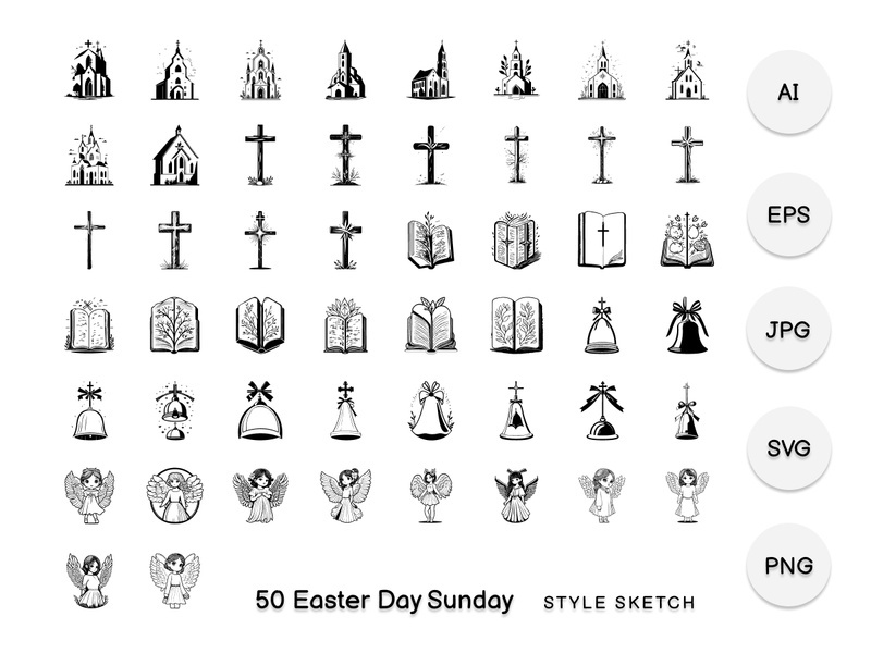 Easter Day Sunday Element Draw Black